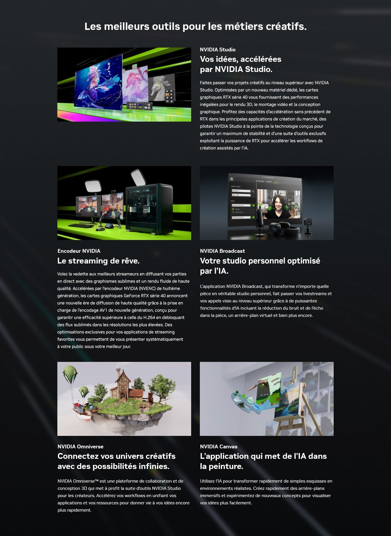 NVIDIA GeForce RTX 4000 créatifs
